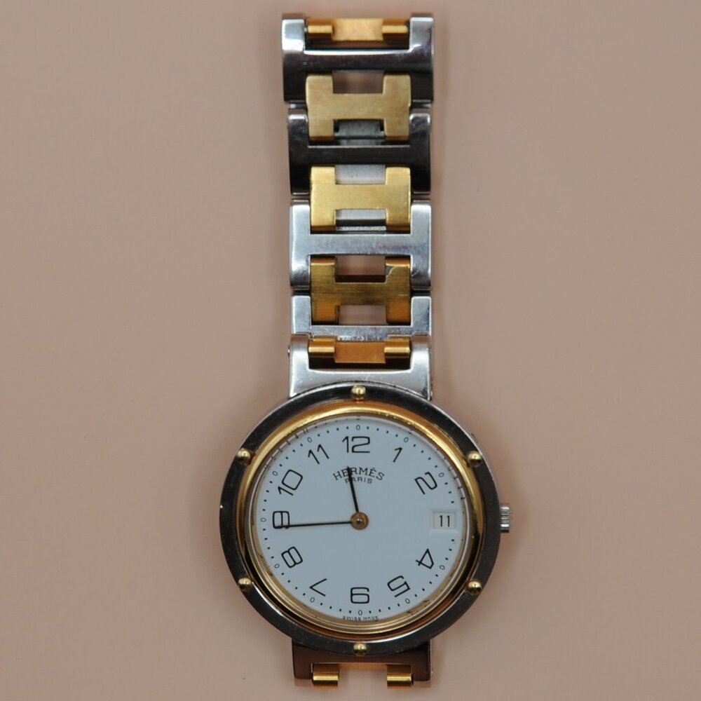 Hermes Clipper Watch, Stainless Steel, Gold Tone, Quartz